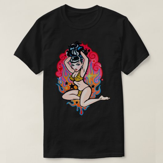 Bettie Page V12ポスター男性TシャツAlのためのデイギフト Tシャツ (デザイン正面)