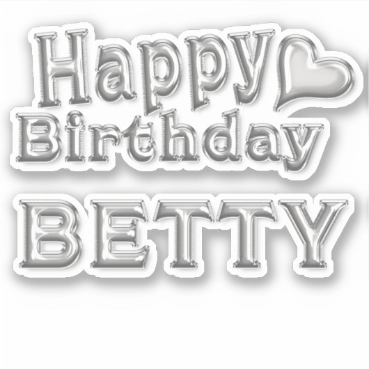Betty Happy Birthday silver Aufkleber Sticker シール (正面)