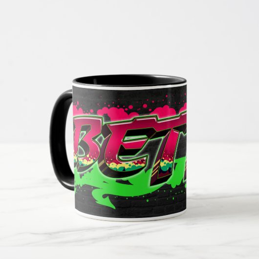 Betty Vorname Name Graffiti red green Tasse マグカップ (正面左)