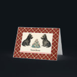 Between Friends Vintage Christmas Terier Dogs シーズンカード<br><div class="desc">ヴィンテージ/ビクトリアンクリスマスカード、タータンチェックの背景にスコットランドのテリア、友人の間、ヴィンテージアートワーク</div>