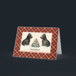 Between Friends Vintage Christmas Terier Dogs シーズンカード<br><div class="desc">ヴィンテージ/ビクトリアンクリスマスカード、タータンチェックの背景にスコットランドのテリア、友人の間、ヴィンテージアートワーク</div>