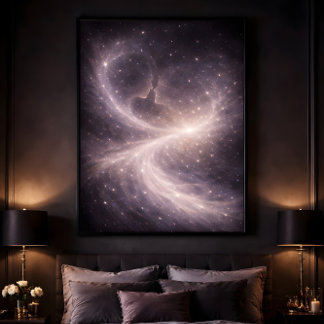 Between Quiet Stars – Dreamy Celestial Love Art ポスター