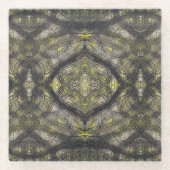 Betwixt Dark Yellow Abstract Watercolor Art ガラスコースター (正面)