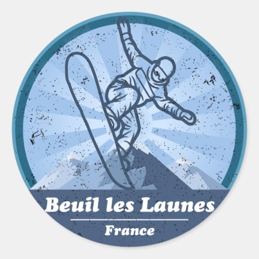 Beuil les Launes Snowboard ラウンドシール (正面)