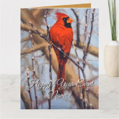 Beutiful Red Cardinal Bird Perched on a Branch カード (正面)