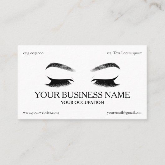 Beuty lashesビジネスのカードを作る人のために、眉 名刺 (正面)