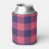 Beverage Cooler Hot Pink Magenta Indigo Plaid 缶クーラー (缶正面)