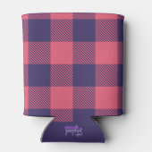 Beverage Cooler Hot Pink Magenta Indigo Plaid 缶クーラー (裏面)
