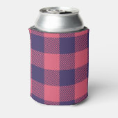 Beverage Cooler Hot Pink Magenta Indigo Plaid 缶クーラー (缶裏面)
