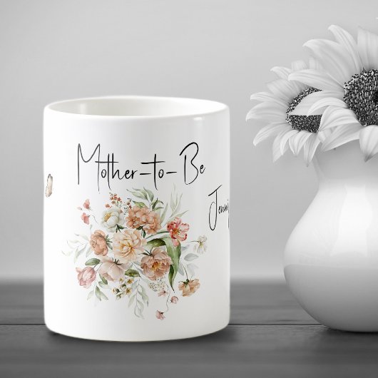 Beverage Mug Mother-to-Be Soft Blush Pinks Bouquet コーヒーマグカップ
