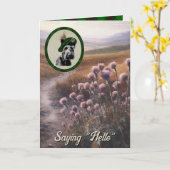 Beveridge Scottie Dog & Tartan Personalized  カード (黄色い花)