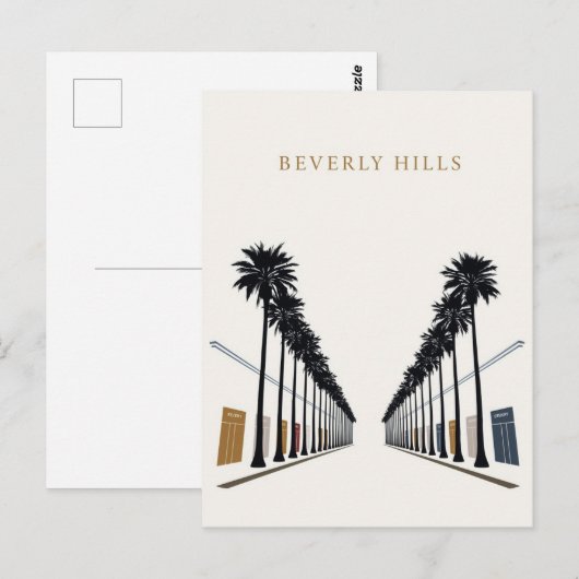 Beverly Hills Palm Tree Shopping Art ポストカード (正面/裏面)