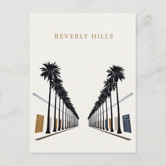 Beverly Hills Palm Tree Shopping Art ポストカード (正面)