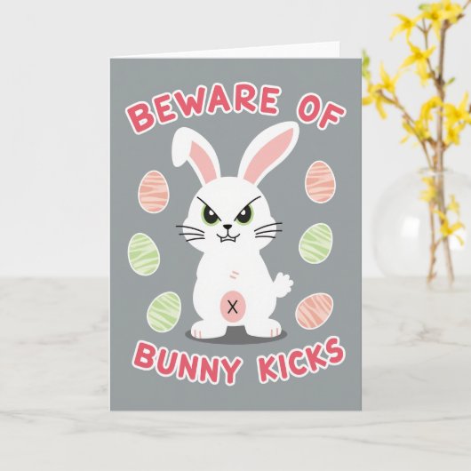 Beware Bunny Kicks Pattern Card カード (黄色い花)
