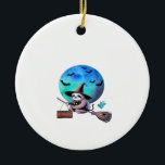 Beware Cute Witch Sloth Flying on Broom Halloween  セラミックオーナメント<br><div class="desc">Beware Cute Witch Sloth Flying on Broom Halloween Moon Shirt Essential T-Shirt</div>