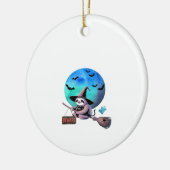 Beware Cute Witch Sloth Flying on Broom Halloween セラミックオーナメント (左)