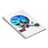 Beware Cute Witch Sloth Flying on Broom Halloween  ノートブック (右側)