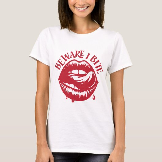 Beware I Bite: Halloween Lips Tee Tシャツ (正面)