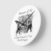 Beware of AI - Luddites Warned Us ラウンド壁時計 (傾斜)