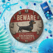  Beware of Dachshund Funny Wiener Dog ペーパープレート (パーティー)