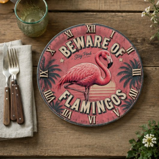 Beware of Flamingos ペーパープレート