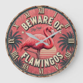 Beware of Flamingos ラージ壁時計 (正面)