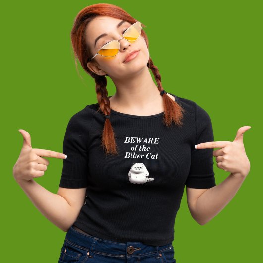 Beware of the Biker Cat motorcycle t-shirt Tシャツ