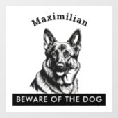 Beware of the Dog German Shepherd Personalized ウィンドウサイン (シート)