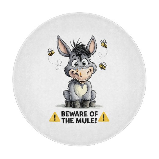 Beware Of The Mule Funny Donkey Warning Design カッティングボード (正面)