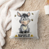Beware Of The Mule Funny Donkey Warning Design クッション (ブランケット)