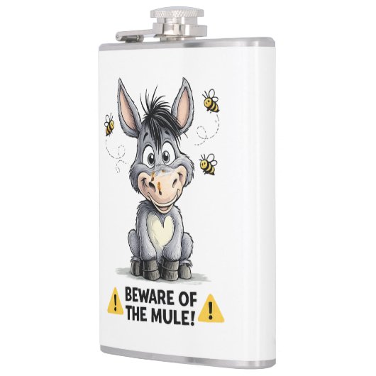 Beware Of The Mule Funny Donkey Warning Design フラスク (左)