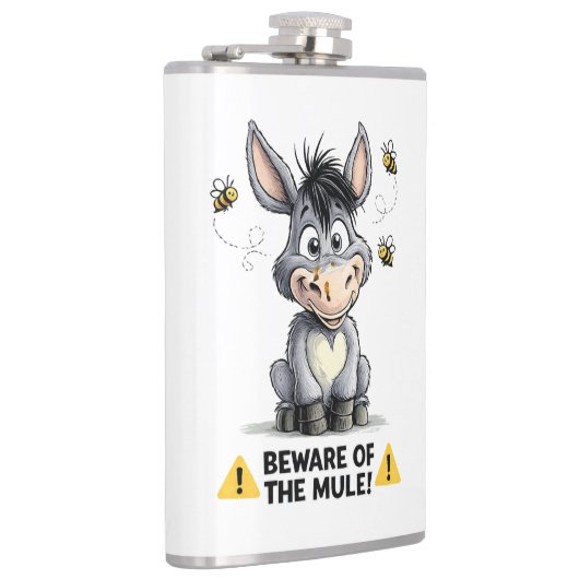 Beware Of The Mule Funny Donkey Warning Design フラスク (右)