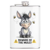 Beware Of The Mule Funny Donkey Warning Design フラスク (正面)