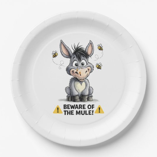 Beware Of The Mule Funny Donkey Warning Design ペーパープレート (正面)