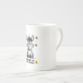 Beware Of The Mule Funny Donkey Warning Design ボーンチャイナマグカップ (正面右)