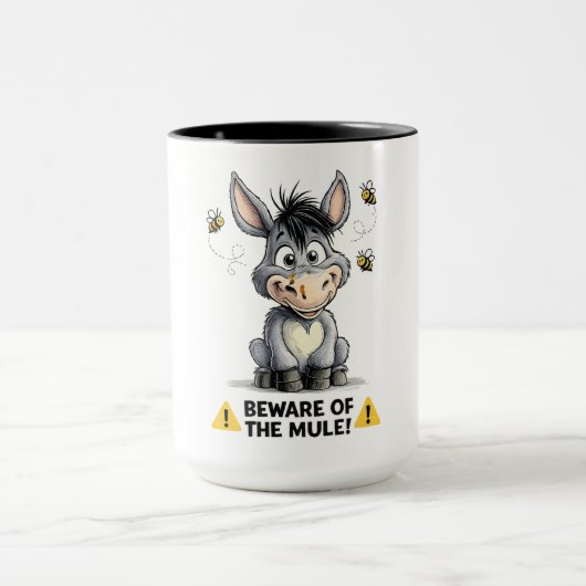 Beware Of The Mule Funny Donkey Warning Design マグカップ (中央)