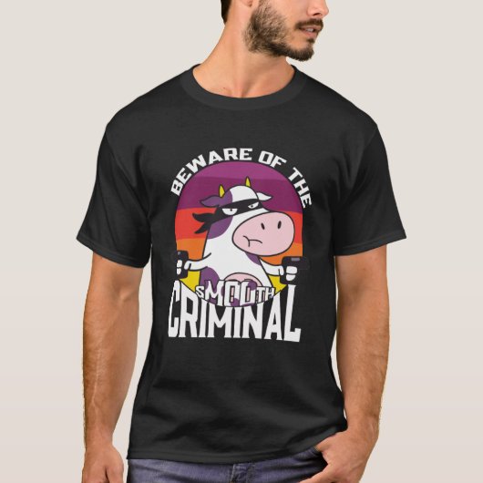 Beware of the sMOOth criminal  cow  for kids Tシャツ (正面)