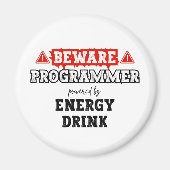 Beware: Programmer Powered By Energy Drink | Coder マグネット (正面)