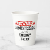 Beware: Programmer Powered By Energy Drink | Coder 紙コップ (裏面)