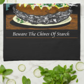 Beware the Chives of Starch – Funny Foodie Cartoon キッチンタオル (折り畳み)