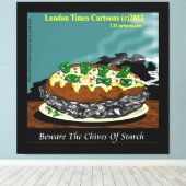 Beware the Chives of Starch – Funny Foodie Cartoon キャンバスプリント (インサイチュ (ウッドフロア))