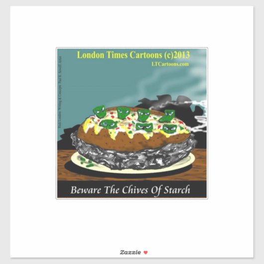 Beware the Chives of Starch – Funny Foodie Cartoon シール (シート)