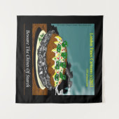 Beware the Chives of Starch – Funny Foodie Cartoon タペストリー (正面(横))