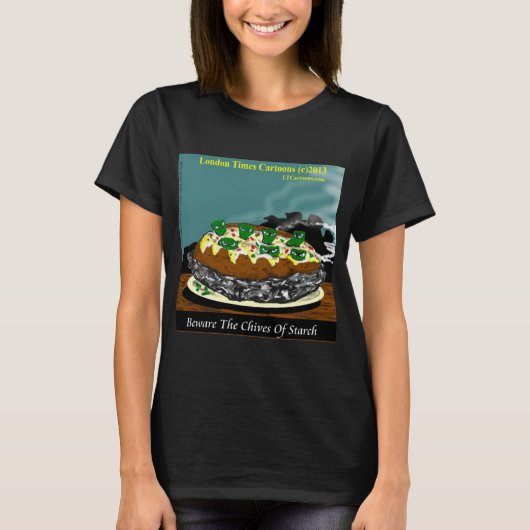 Beware the Chives of Starch – Funny Foodie Cartoon Tシャツ (正面)
