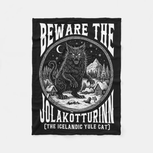 Beware The Jolakotturinn Yule Cat Icelandic Christ フリースブランケット (正面)