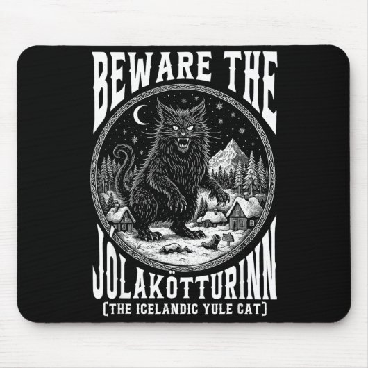 Beware The Jolakotturinn Yule Cat Icelandic Christ マウスパッド (正面)