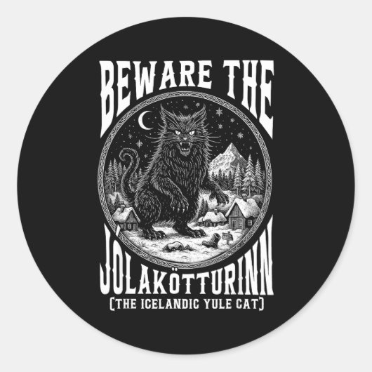 Beware The Jolakotturinn Yule Cat Icelandic Christ ラウンドシール (正面)