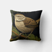 Bewick’s wren on fir branches クッション (裏面)