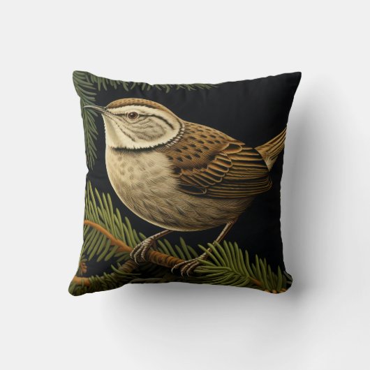 Bewick’s wren on fir branches クッション (裏面)