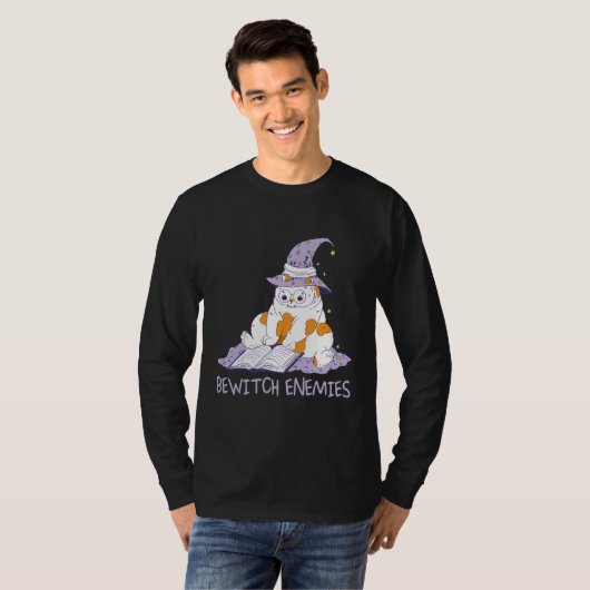 Bewitch Enemies Magic Cat Witch Saying Witchcraft Tシャツ (正面フル)